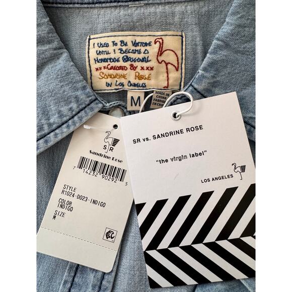 NWT Sandrine Rose X FREE PEOPLE Women's Western Denim Button Down Shirt Size M - Picture 5 of 6